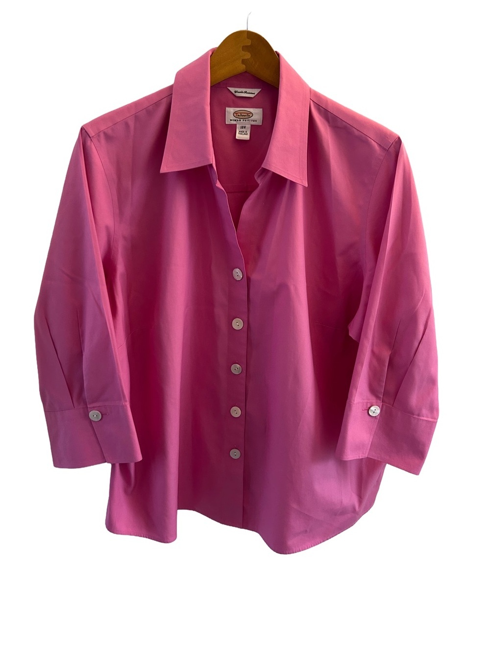 Talbots Vibrant Pink Women's Structured Cotton Wrinkle Resistant Blouse 18P